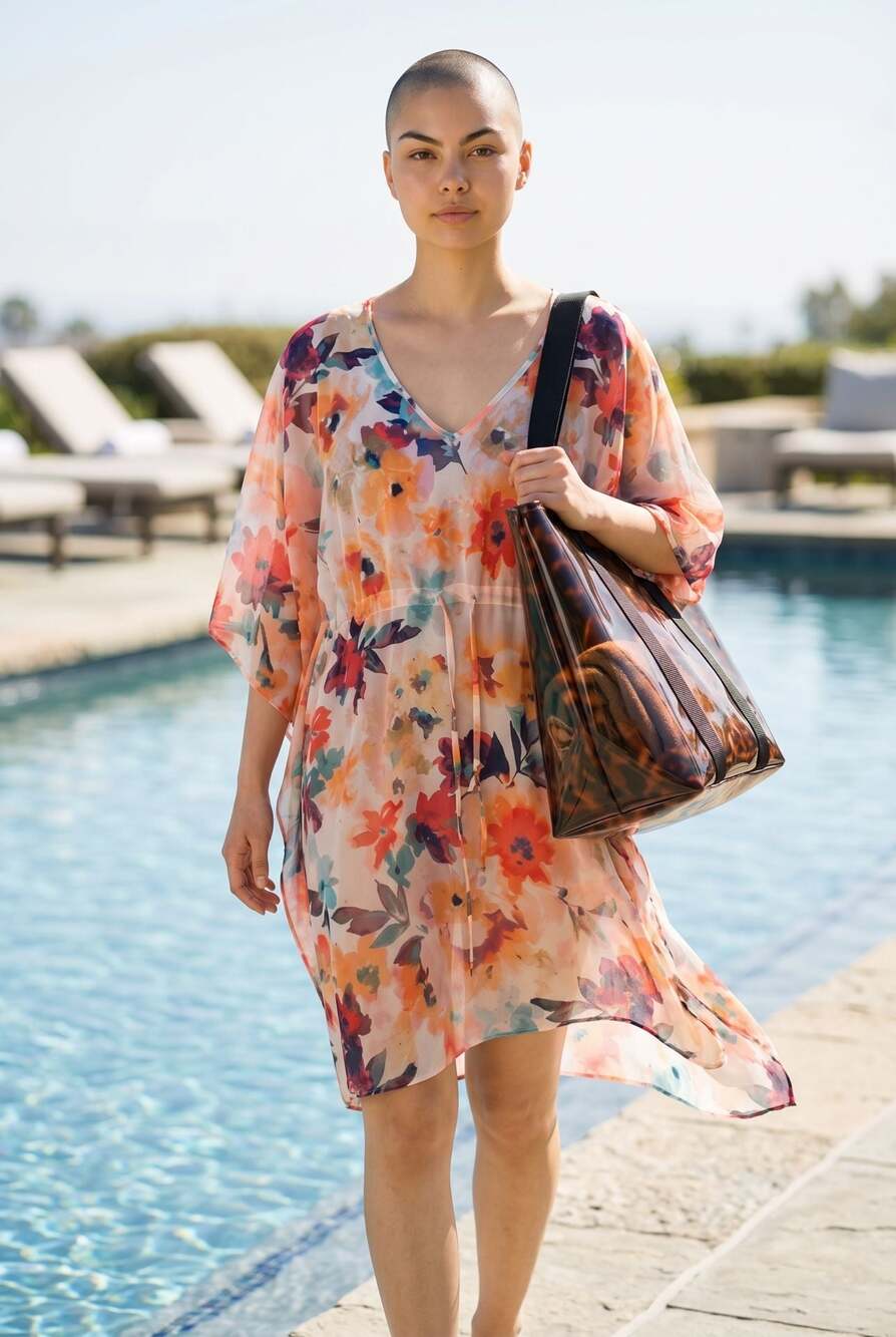 Calvin Klein Swimwear Floral Kaftan Cover-Up Size S/M